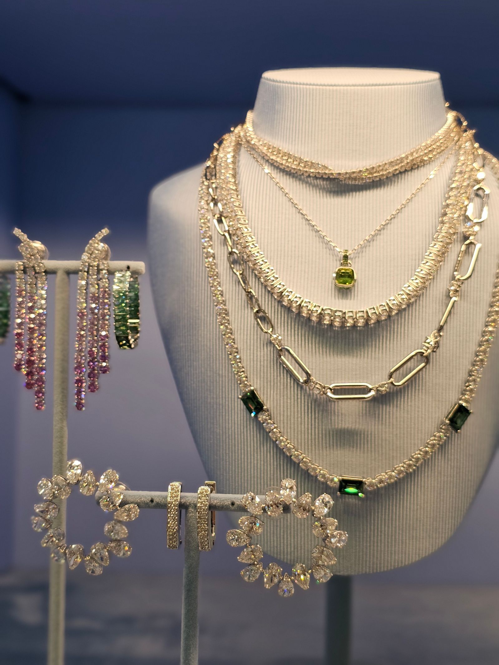 Luxury jewelry displayed in showcase